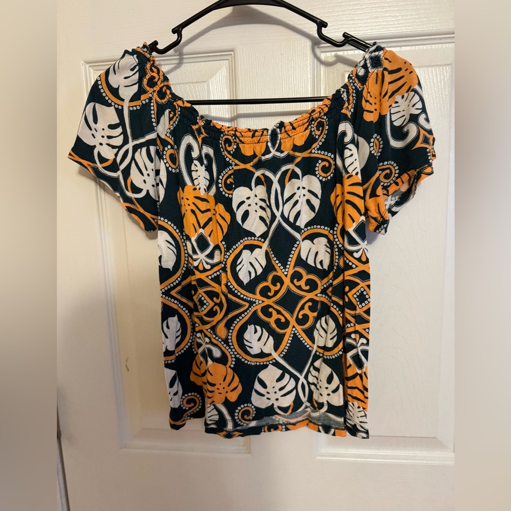 Medium women floral short sleeve prints off shoulder blouse